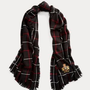 Lauren Ralph  Lauren Windowpane Wrap with Patch - Black Plaid